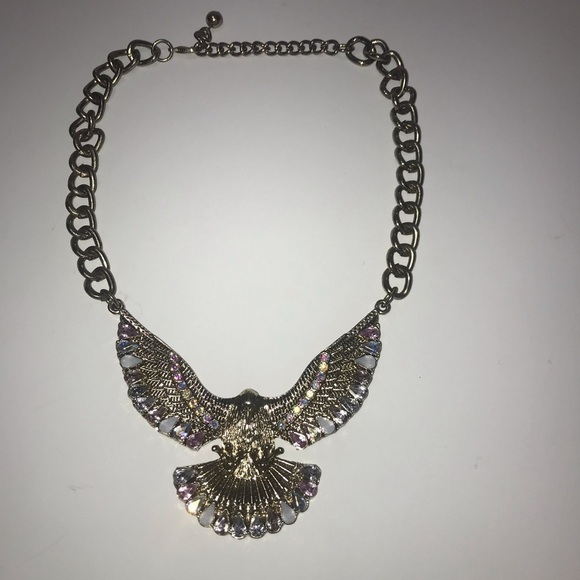 Eagle Pendant Jewelry Large Gold Tone Jeweled Textured Dimensional Chunk… - Picture 1 of 15